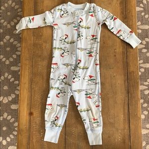 Footless Snoopy Christmas pajamas